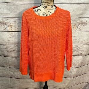 LRL Lauren Ralph Lauren Sweater Crewneck 3/4 Sleeves Orange Size XL